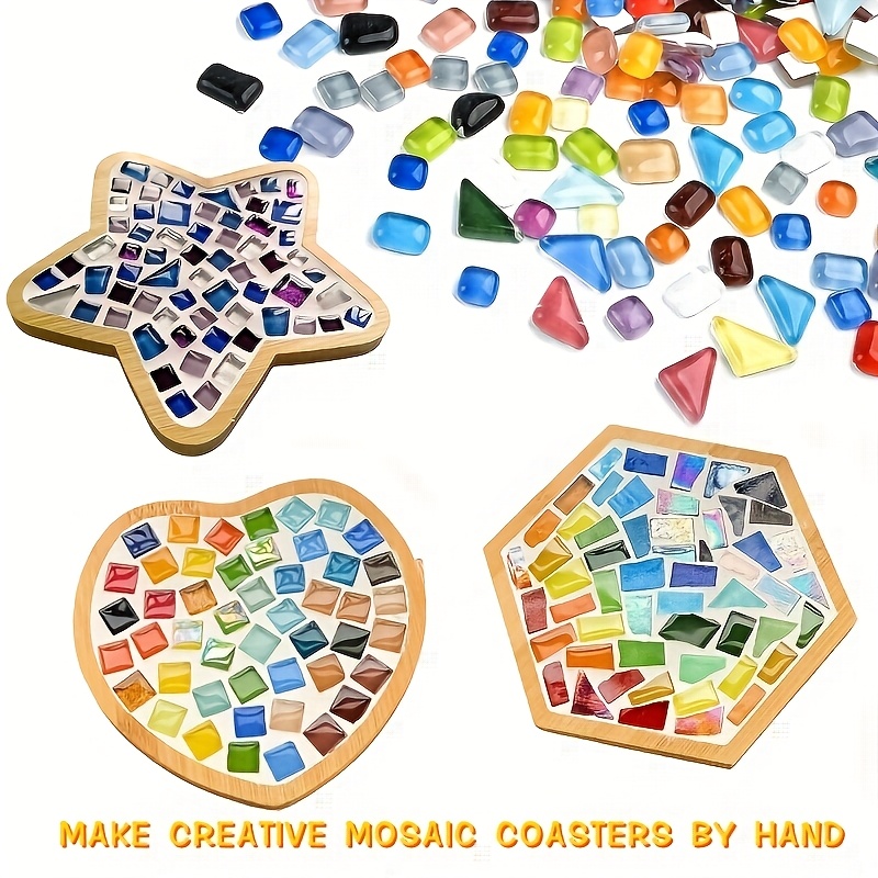 

1 Set Diy Mosaic Coaster Material Set, Creatively Handmade Pot Holder With Painted Glass And Bamboo Base, Ideal For Home Decor Items And Gift Options.