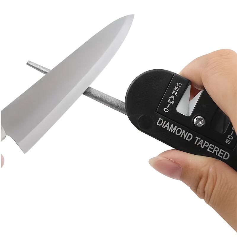 TEMU Compact Stainless Steel Knife Sharpener - Portable Pocket Tool For Fruit & Kitchen Knives, Ideal For Outdoor Camping & Picnics