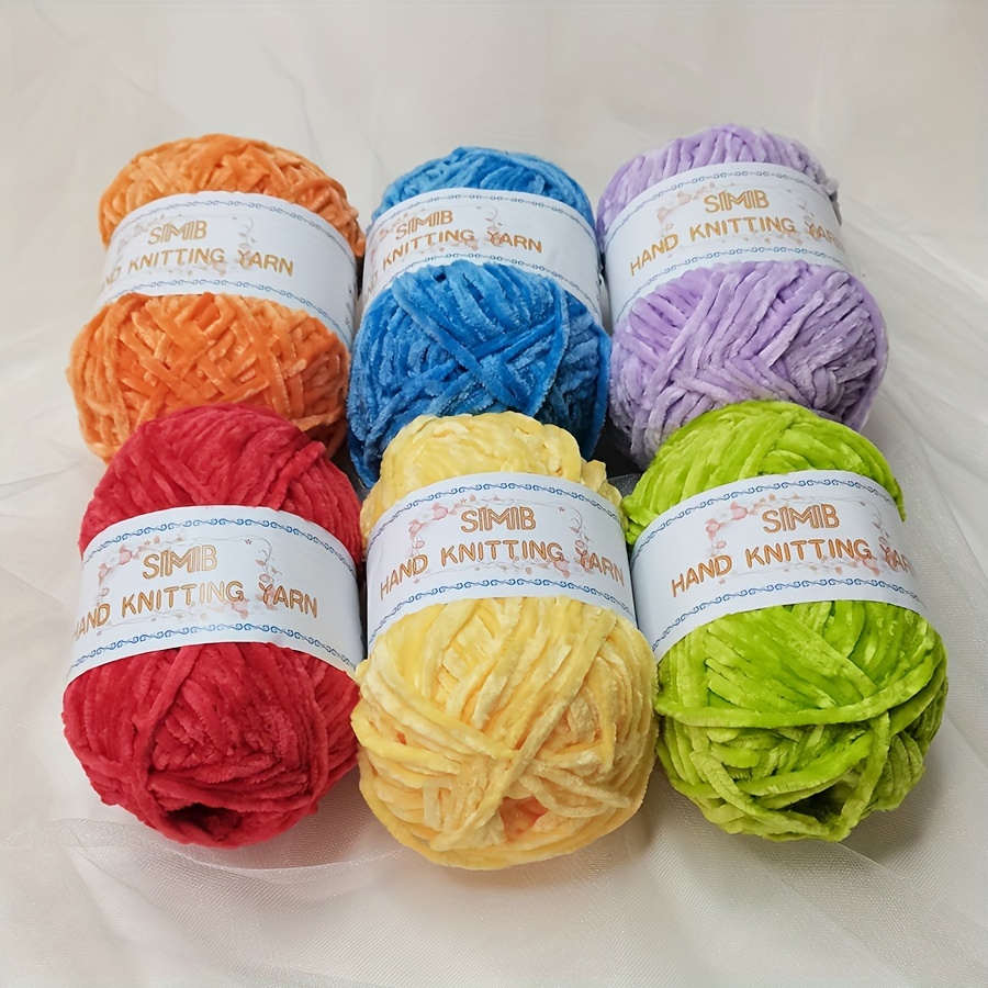 

6pcs Soft Polyester Chenille Yarn, Colors, 300g Each, For Hand Knitting, Crochet Blankets And Sweaters, Beginner Friendly