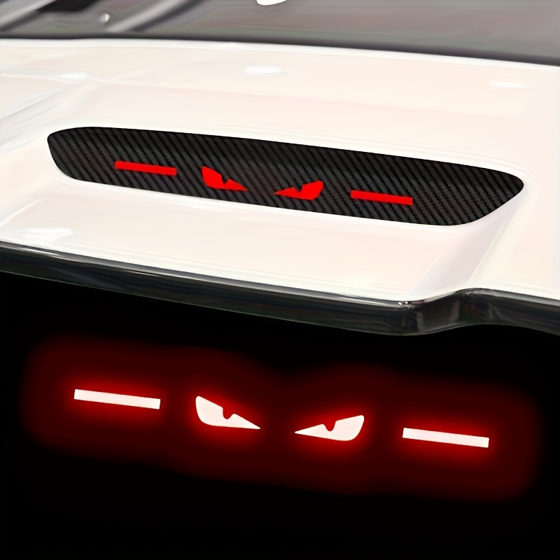 TEMU Fashionable Brake Light Stickers - High Position, Carbon Fiber , Durable Pet Material, To The Front, With Logos To Enhance Vehicle Safety And Style.