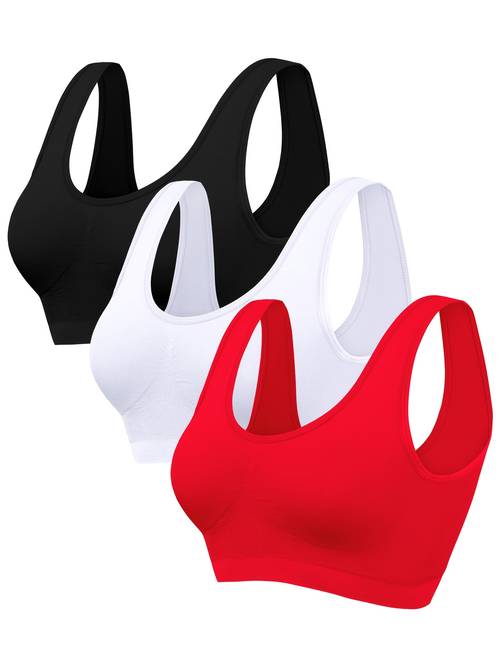 3 pack womens seamless sports bras high no padding breathable running tank tops in red supportive seamless structure breathable material