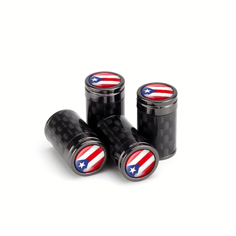 TEMU Puerto Tire Valve Caps - 4pcs, Fit, Carbon Fiber & Copper, Car Wheel Accessories