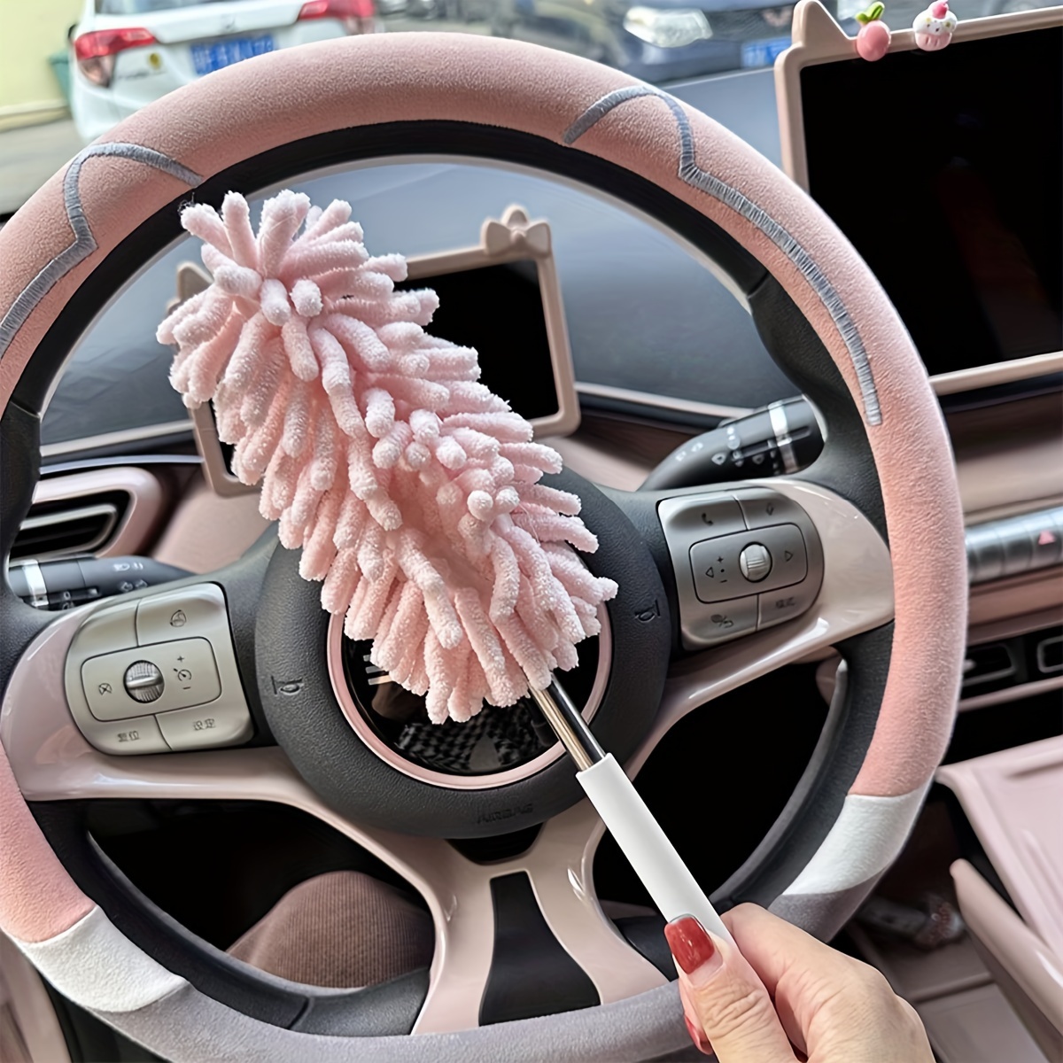 

1pc Extendable Microfiber Car Duster - Flexible, Bendable Head With Long Handle For Interior & Home Cleaning, Detachable & Washable, Dashboard, Steering Wheel, And Console, Car Dust Remover