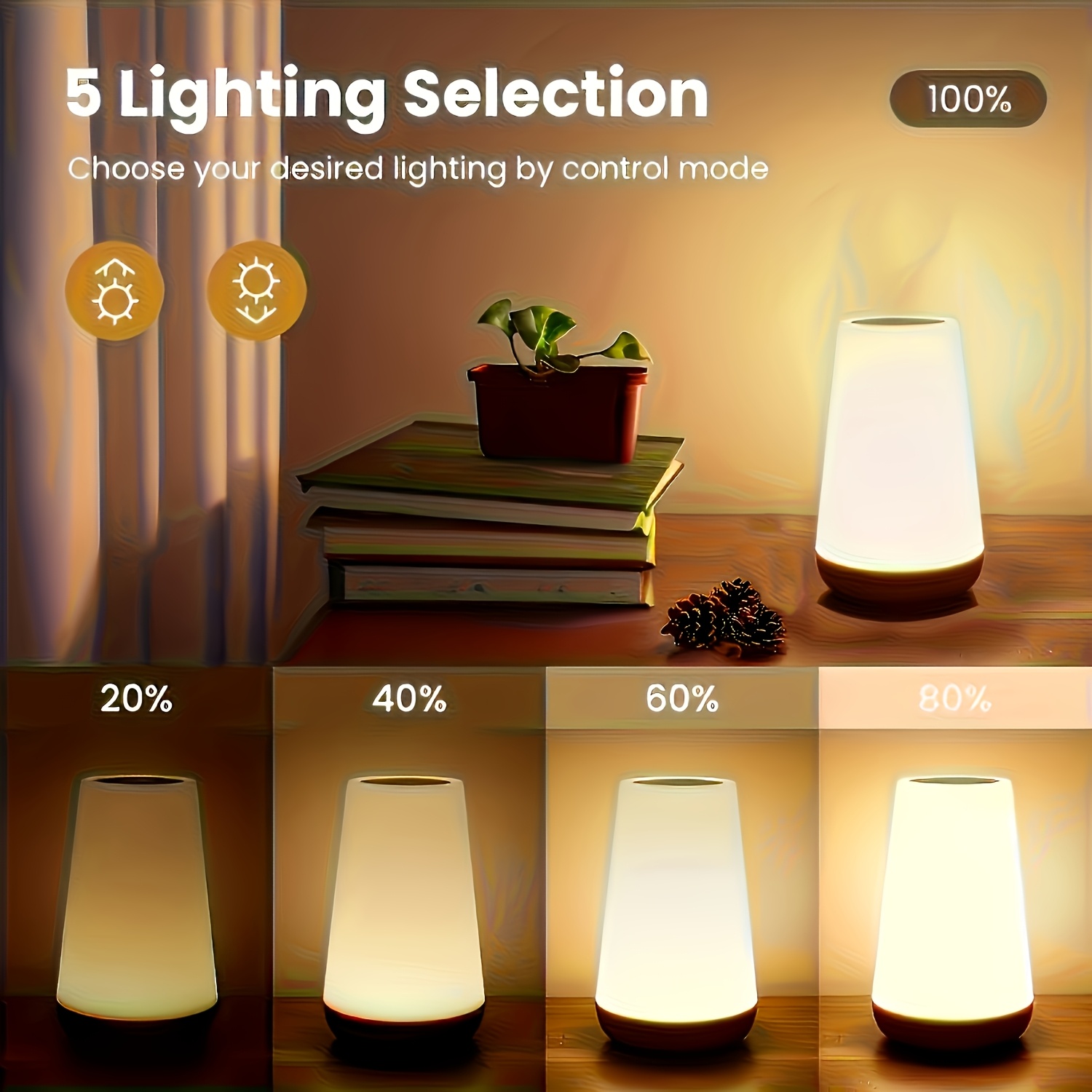 Lihangstar Touch-Sensitive Dimmable Night Light, Adjustable LED Smart Touch Lamp for The Bedroom, USB Rechargeable Portable Desk Lamp with 5 Brightness Levels And Adjustable RGB Colors, Suitable for Bedrooms, Hallways, Living Rooms