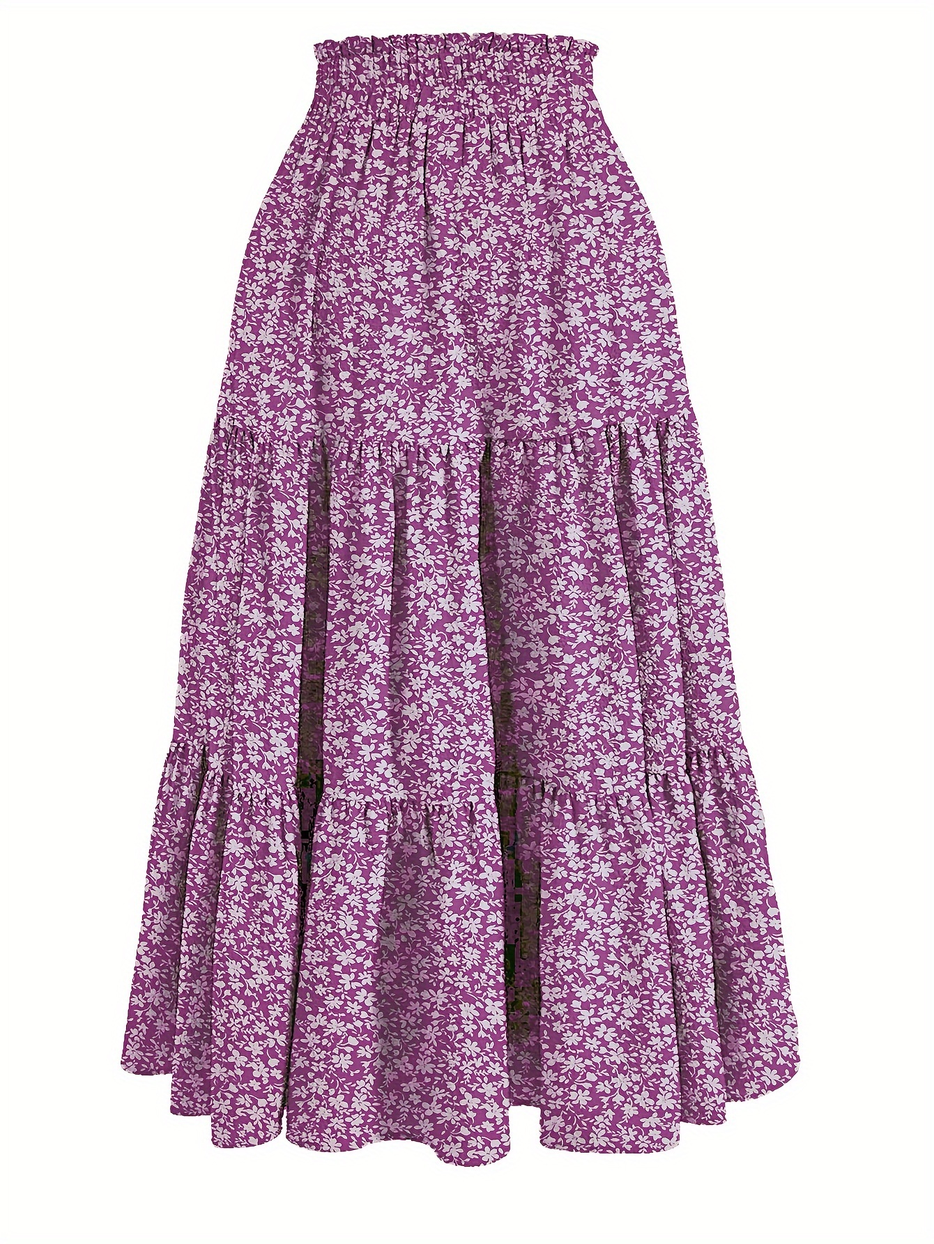 women's skirt pleated a line swing long skirts beach elastic