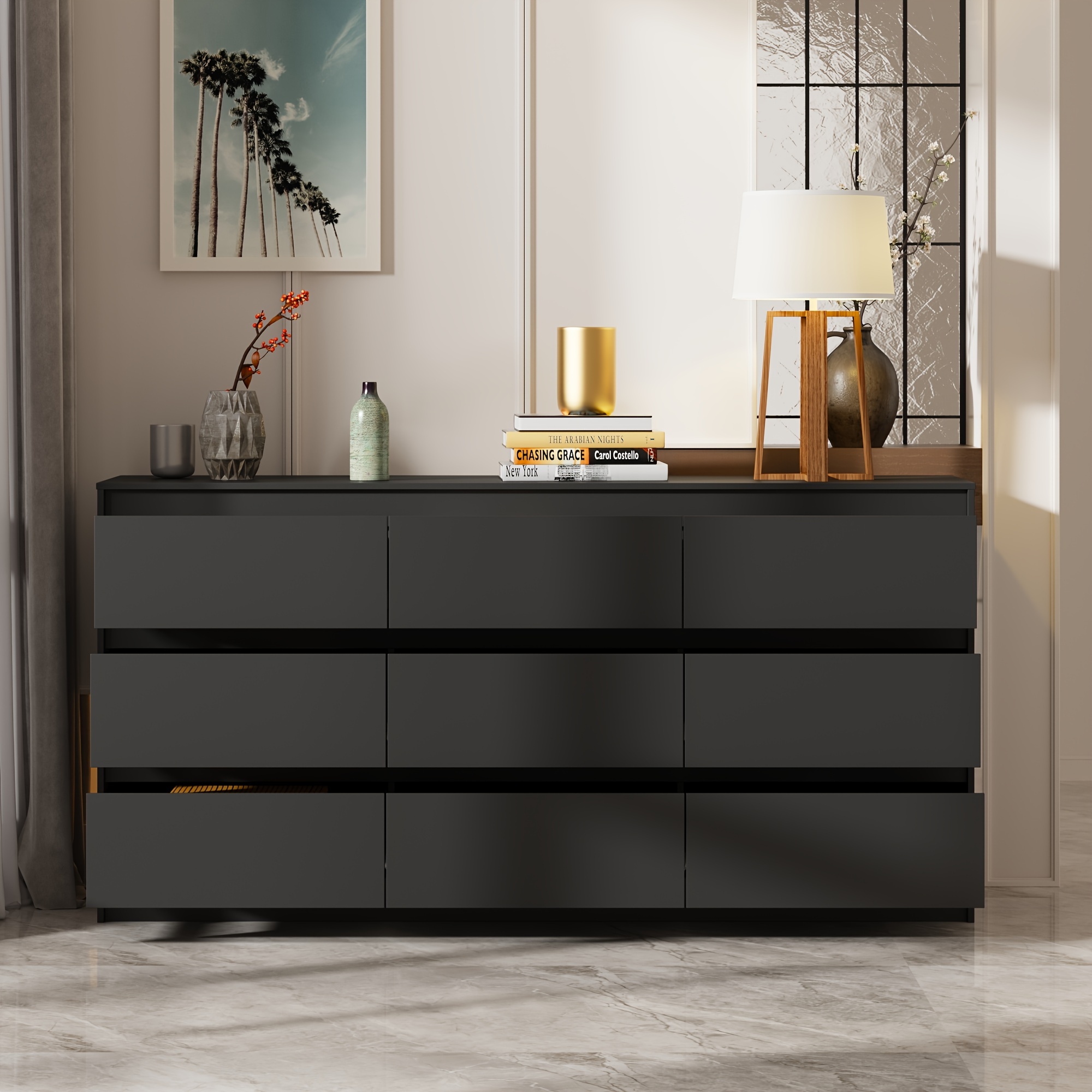 modern 9 drawer dresser soft close mechanism sleek - Temu