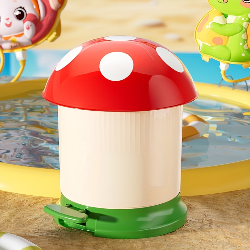 Single-pack, Large-capacity Pedal Bin With Lid, Waterproof And Dustproof Pp Material Mushroom Trash Can, Suitable For Kitchen, Bedroom, Bathroom, Office, Etc