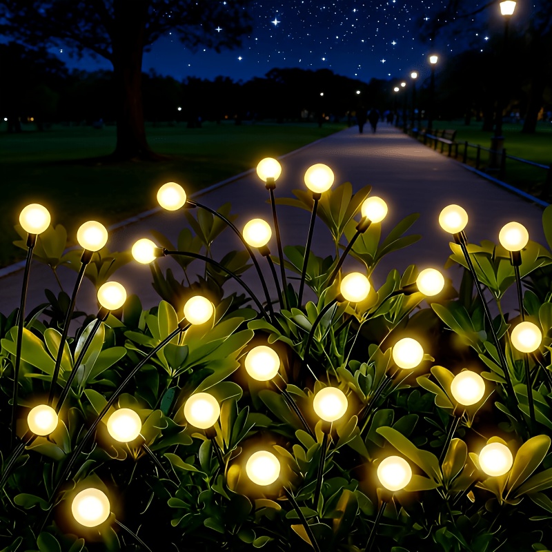 item picture 2pcs outdoor solar firefly lights 32 led solar garden decorative fairy light string light sensor automatic on off 8     suitable for yard garden lawn pathway terrace decorative lighting