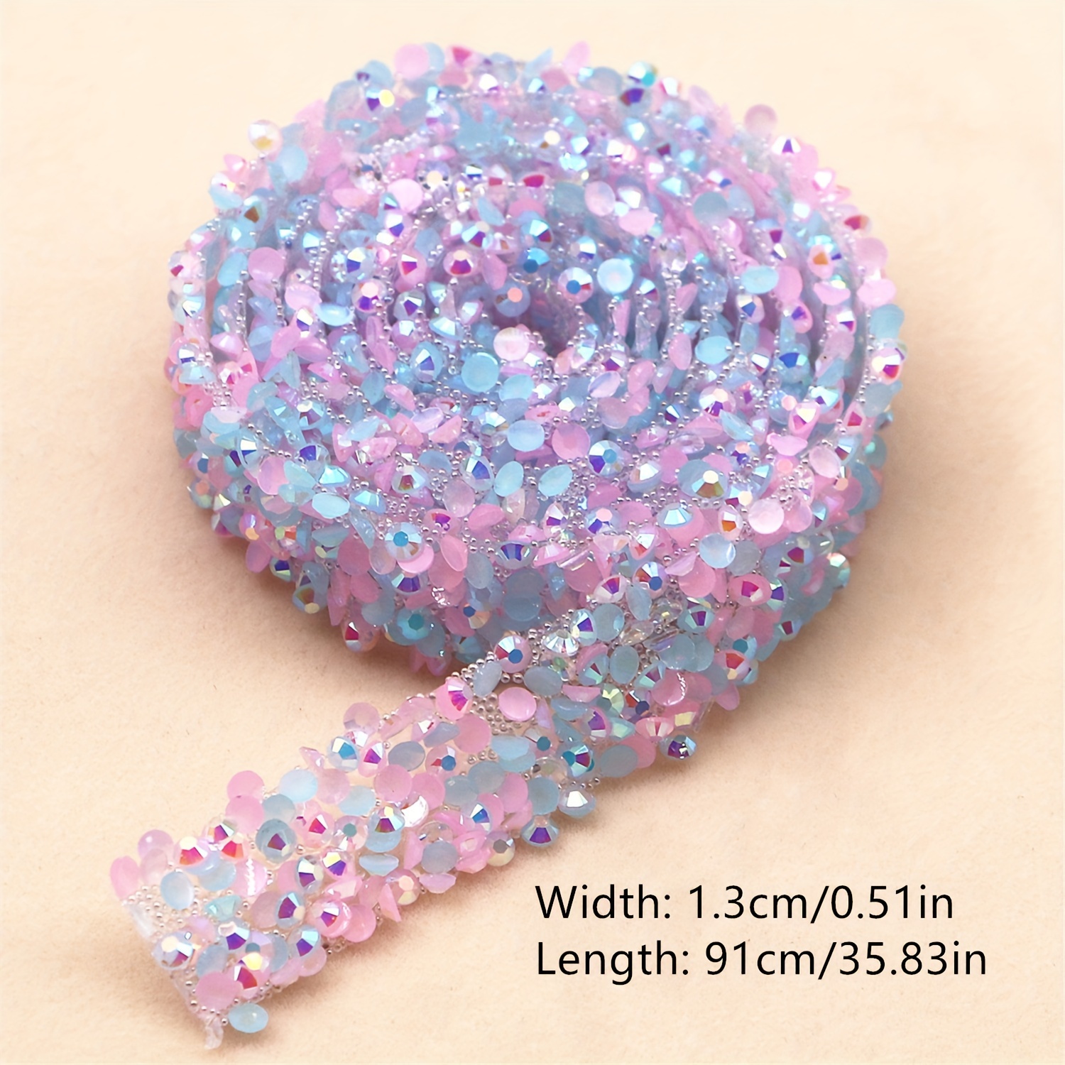 Image of 1 Yard Shiny Ab Resin Jelly Rhinestone Strip Clothing Ribbon Double-sided Self-adhesive Fashion Jewelry Decorative Accessories