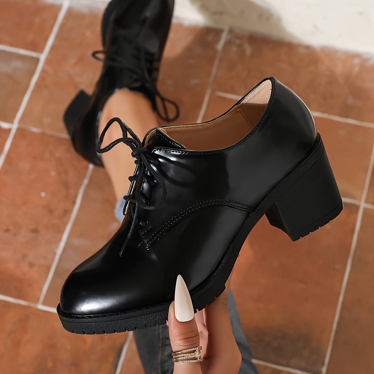 Talon Chaussure A Bout Rond Femme Chaussures Hautes Femmes à Talon