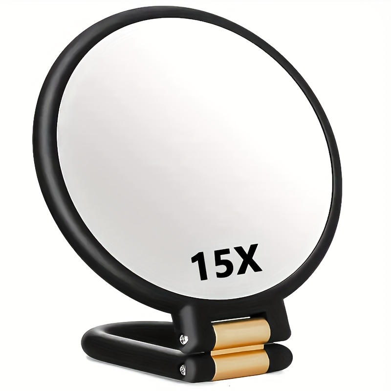 

1pc Coastal Theme 15x Magnifying Mirror, Double-sided, Foldable Handle, Tabletop Mount, Polished Glass Surface, Unscented, 360-degree , Portable Vanity Makeup Mirror, No Electricity Needed