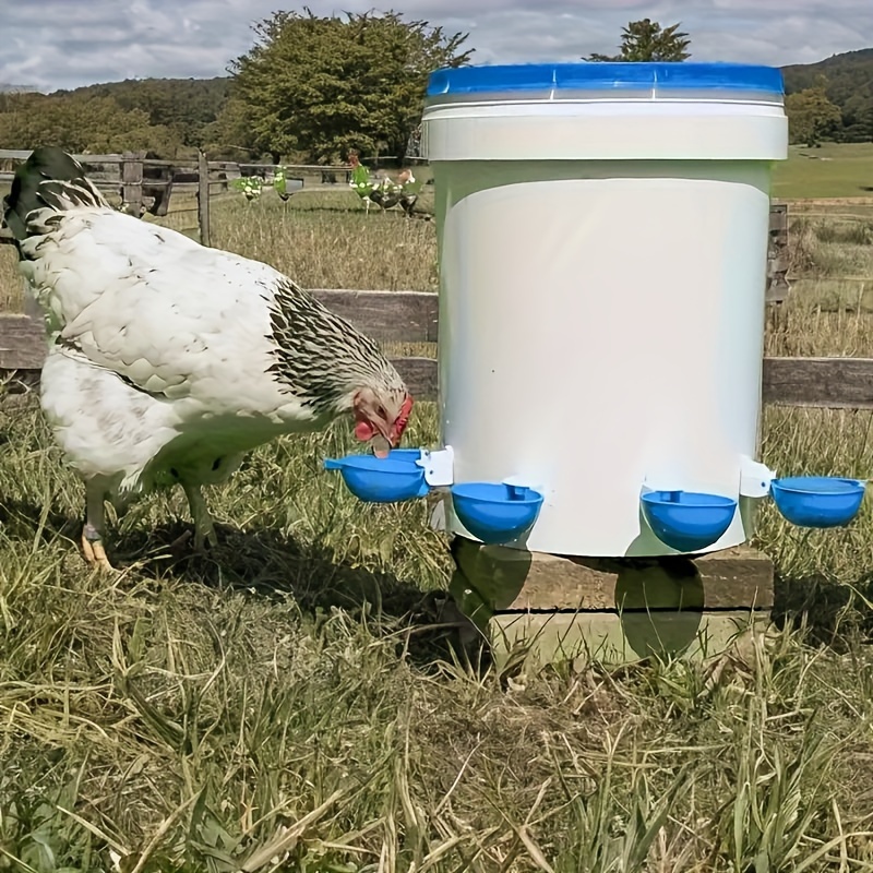 

6pcs Large Blue Automatic Chicken Water Cups - Ideal For Ducks, Geese, Turkeys & Rabbits - Poultry Drinking Kit