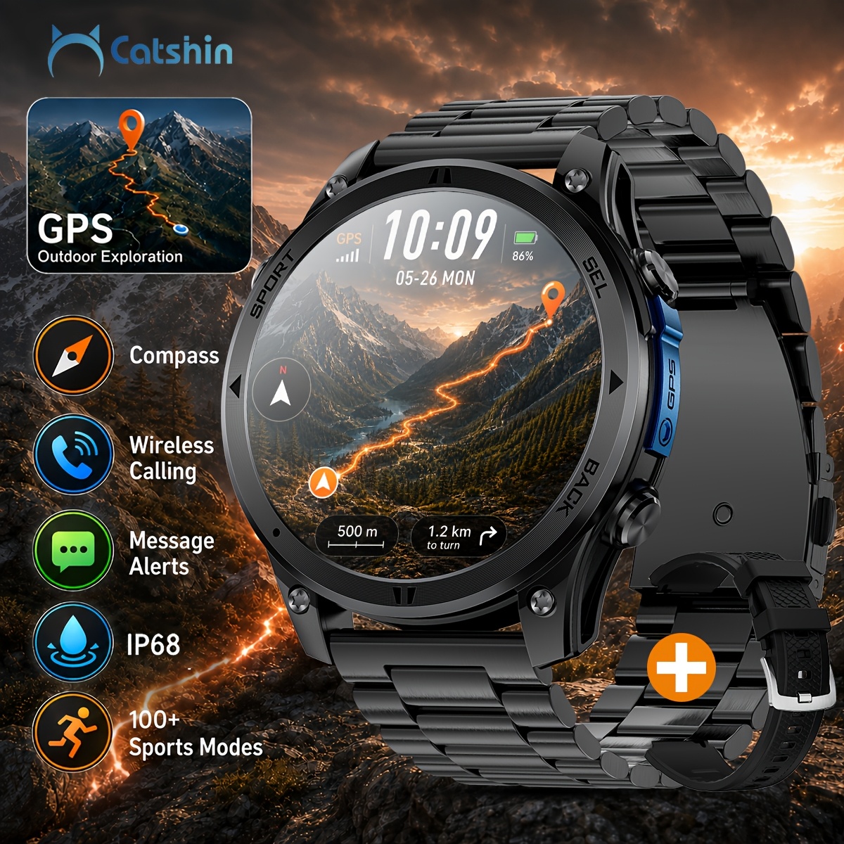 Men's Outdoor Smartwatch with GPS and Compass Function