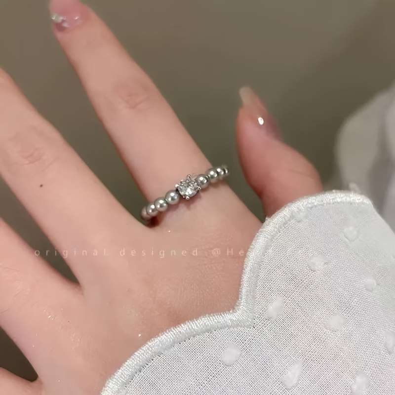 Stretch Beaded Ring with Small Sugar Beads
