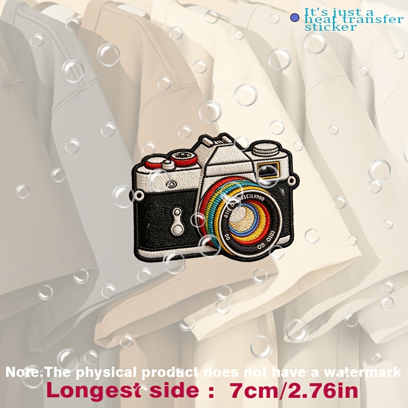 TEMU Vibrant Camera Patch With Colorful Lens, Black And , Red And Silver Controls, Heat Transfer Stickers Are Suitable For Flat Fabrics Such , Hats,