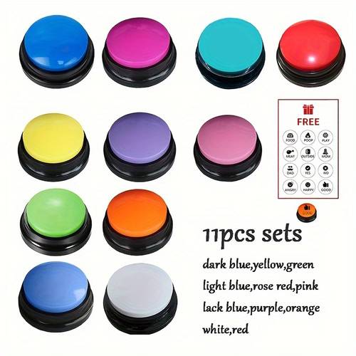 4 8 11pcs voice recording button pet toys dog buttons for communication pet training buzzer recordable talking button intelligence toy