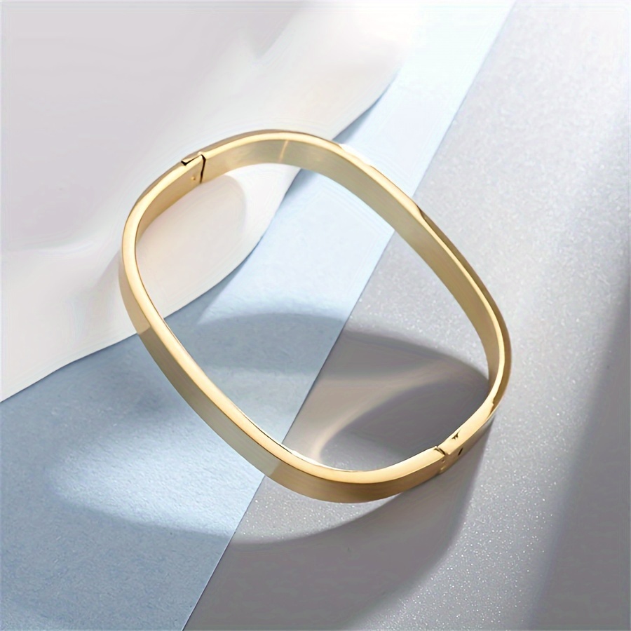 Image of High Quality Smooth Stainless Steel Square Bracelet Men And Women Cuff Bracelet Couple Fashion Jewelry Gift