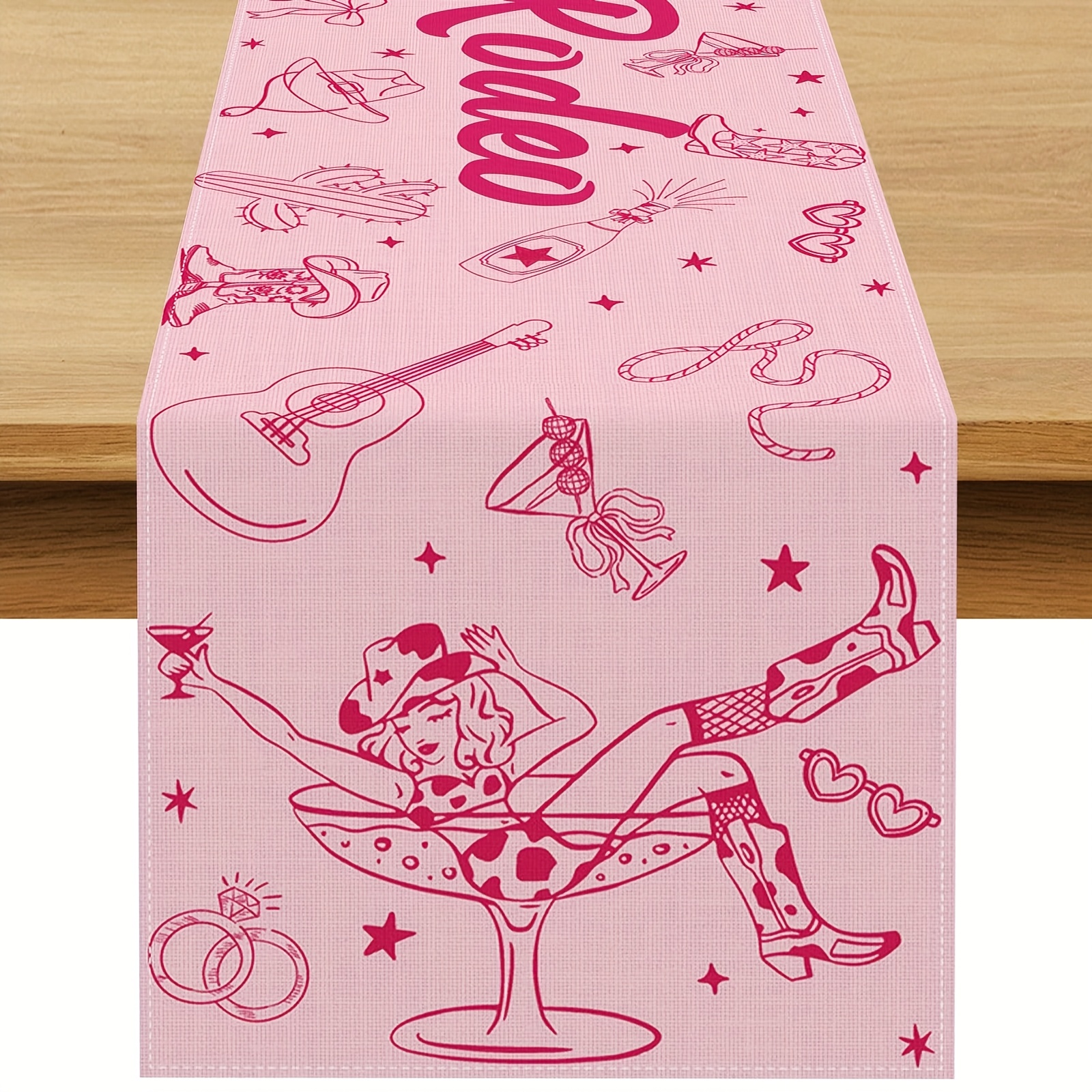 TEMU 1pc Western Cowboy Table Runner | Disco Western Style, Linen Material, Dokriy Brand, Rectangle Shape, Sizes 13 X 36, 13 X 48, 13 X 72, 13 X 108