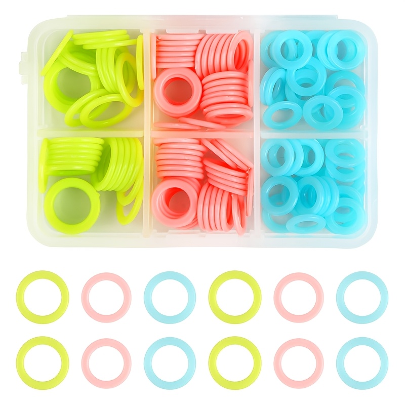 Knit Markers, Knitting Random Colored Markers Rings(s/m/l), Crochet Locking Knitting Counter Needle Clip With Storage Box