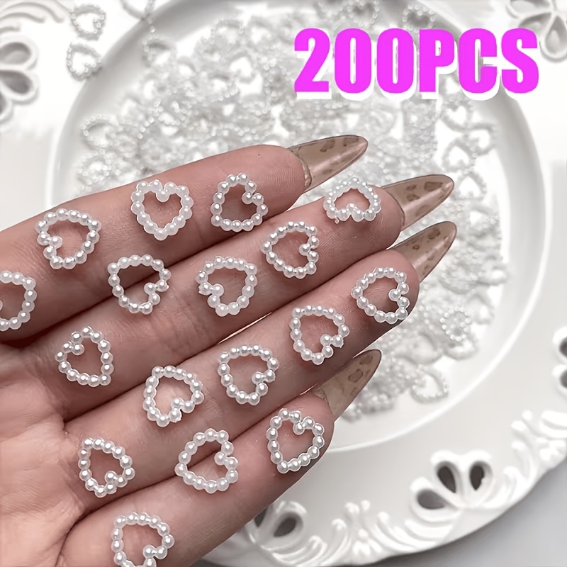 TEMU 200 Stk. 10 mm Perlmutt-Acrylperlen in Herzform für DIY-Schmuckherstellung, Haarschmuck & Nagelkunst-Dekorationen