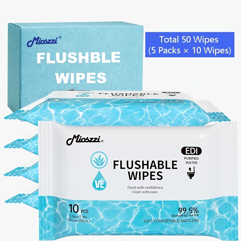 TEMU Handle Pack Adults Cleansing Wipes, , Flushable, Septic & Sewer Safe, , Aloe & Ve, Removes Residue & Odor, , Gentle For All , Convnient , 5/40
