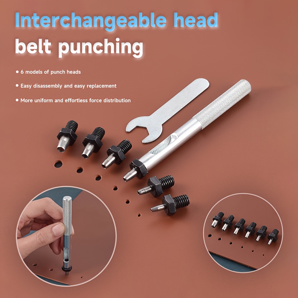 

8pcs Leather Punch Set, Manual Steel Round Hole Punch Tool For Leather, Belts, And Straps, Diy Crafting Accessory