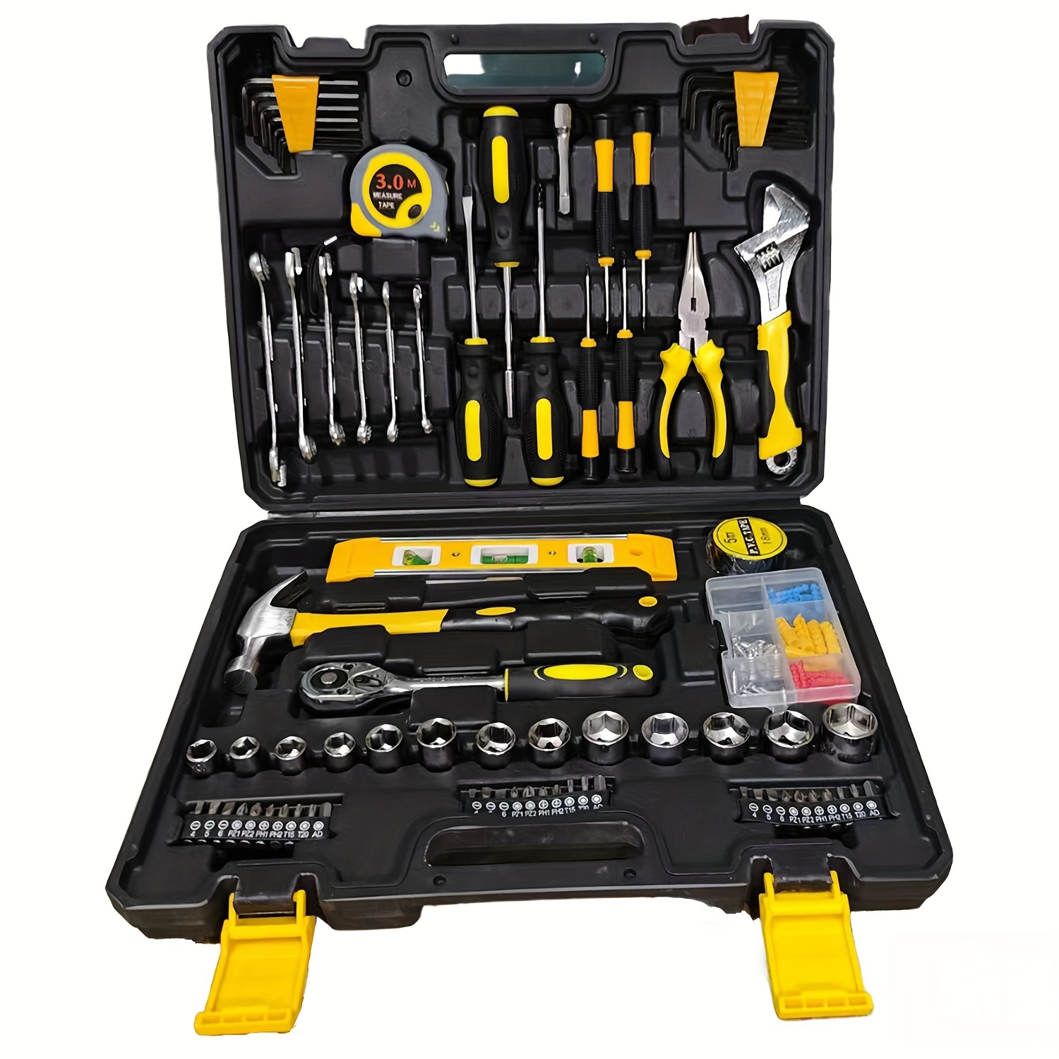 TEMU 108-piece Multifunctional Tool Set: Home And Auto Repair Kit With Carbon Steel Tools And No Electricity Or Batteries