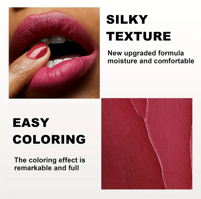 6 piece matte lipstick set long lasting waterproof liquid lipstick non stick cup fade resistant all skin types adult rich pigment varieties in purple red shades details 2