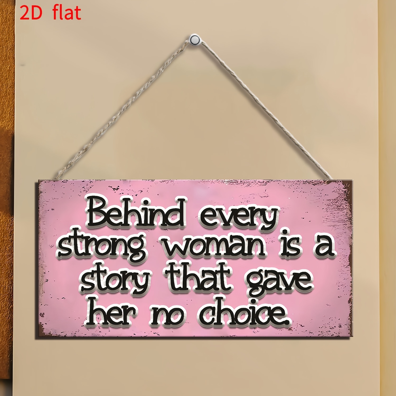 TEMU 2d Flat, 1pc, Wooden Inspirational Quote Wall Decor Plaque - Pink Background With Motivational Text Design, Suitable For Living Room, Bedroom,