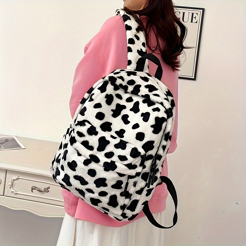 

Cow Plush Backpack, Versatile Backpack, Niche Schoolbag, College Student School Bag