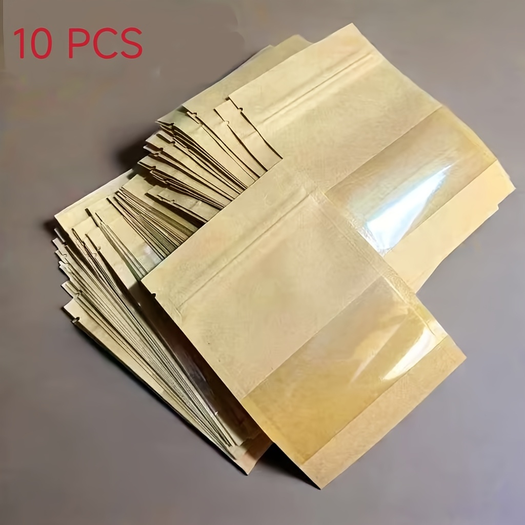 gift for her him reusable sealable envelope bags 5 11 x 3 55 inches with clear window   storing   favors mini samples seeds and jewelry brown   paper sealable bags