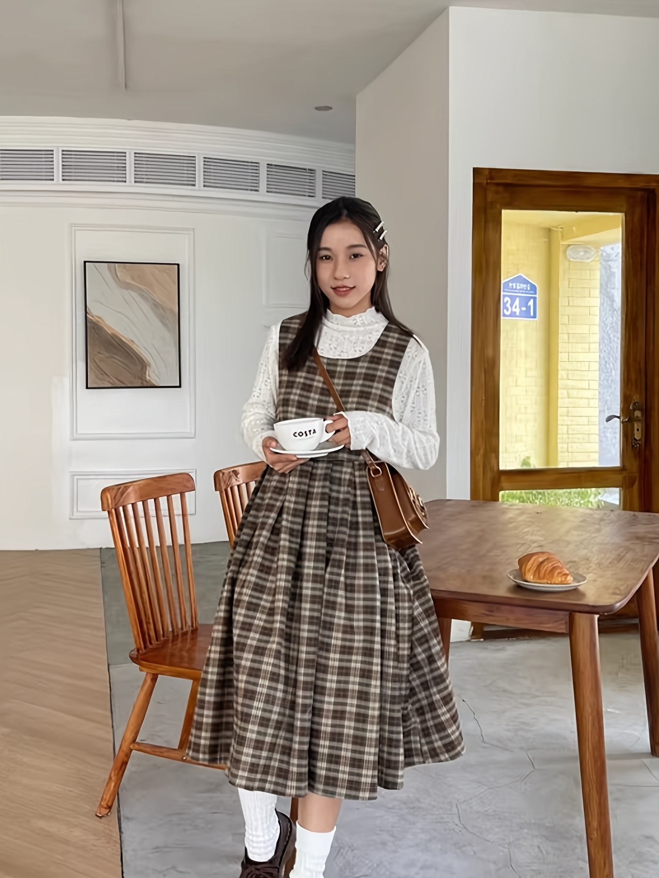fitted lace wedding dress Western-style age-reducing French retro plaid sleeveless dress for wom –  Lee Nhi Boutique main image 0
