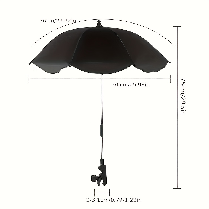 Image of 1 Set Summer Outdoor Sunshade Stroller Umbrella, Beach Chair Umbrella With Clip, 360° Adjustable Angle Lounger Sunshade, Fishing Chair Clip Umbrella