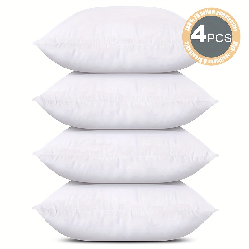 E-shop 4 Stück Quadratische Kissenfüllungen – Extra Flauschige Polsterfüller für Sofa, Bett, Wohnzimmer, Partydeko – Kompatibel mit Dekokissenbezügen –