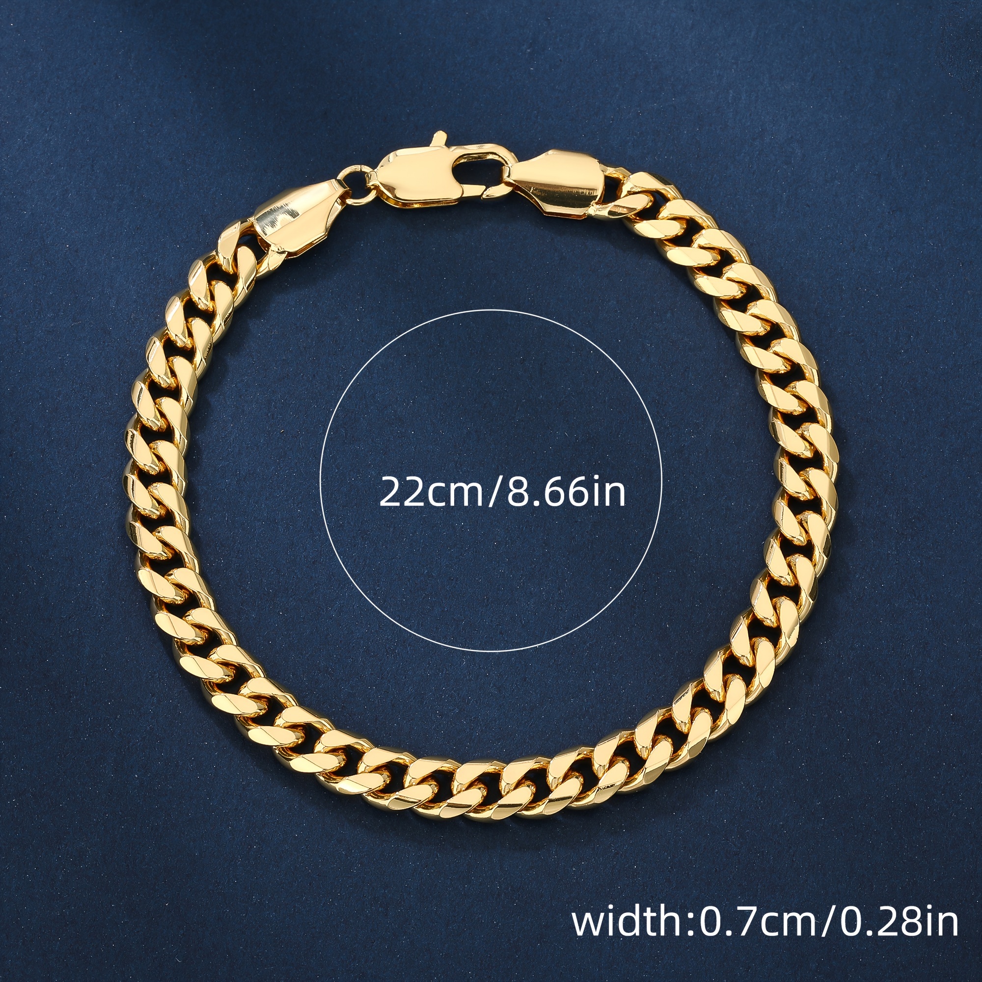 TEMU 1pc High-copper Cuban Link Bracelet, 7mm Punk Style, Safety Chain, Fashion Accessory, Gothic Gift For Men And Women