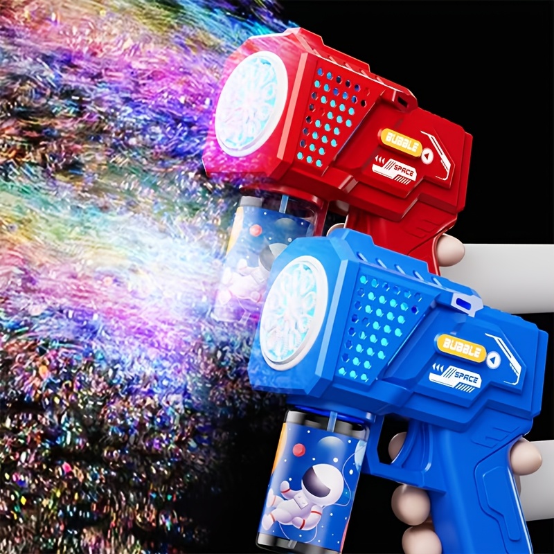 1pc automatic   gun with led light portable handheld electric bubble blower toy for kids outdoor party birthday gift