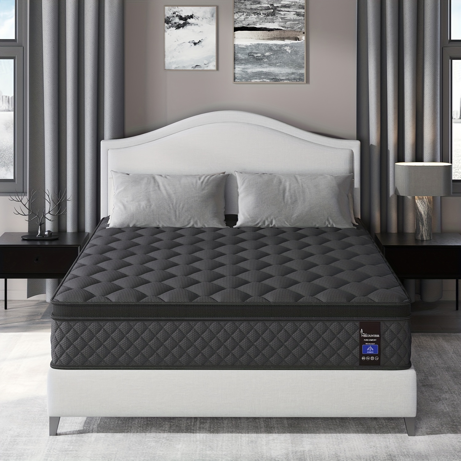 TEMU Matelas en Mousse à Mémoire 9/12 Pouces Taille Simple/Double/Queen/King - Design Ergonomique, Matelas Mi-Ferme, Confort Luxueux avec Ressorts