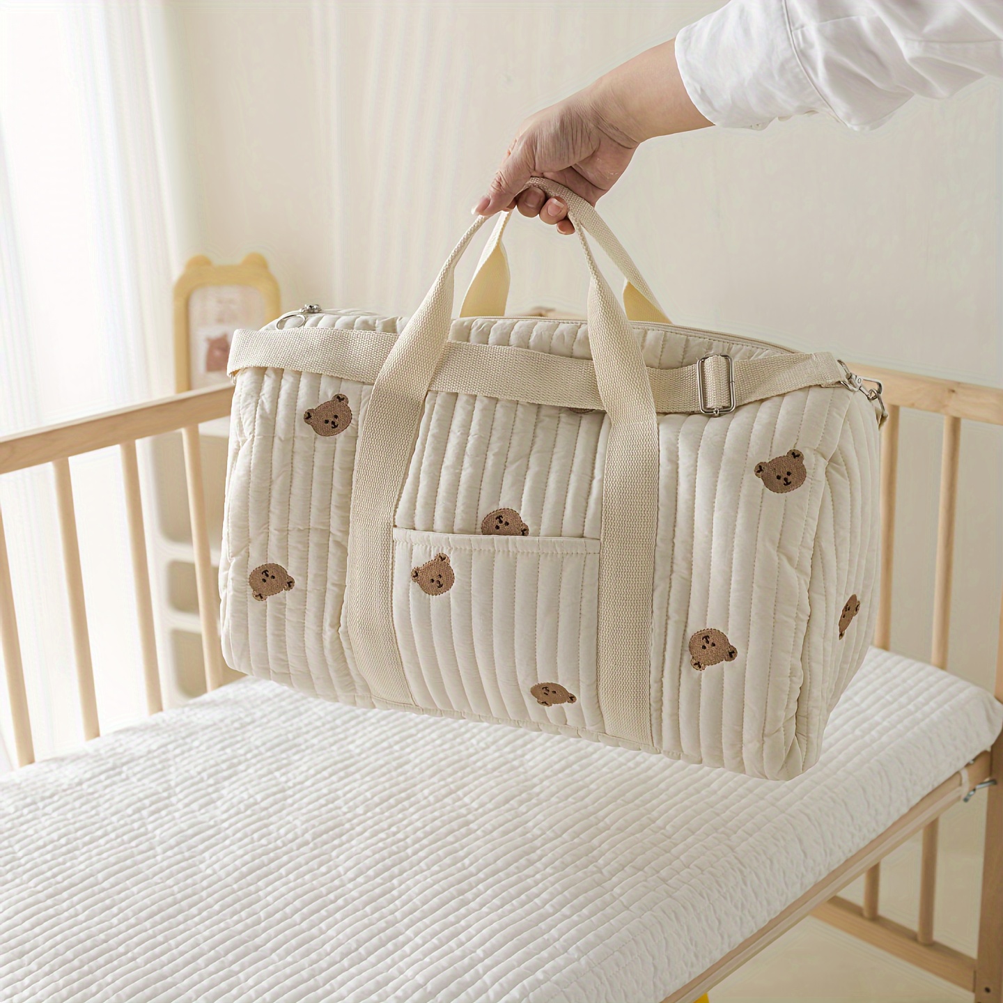 

Chic Embroidered Animal Print Parent Bag - Large Capacity, Durable Nylon, Perfect For Travel & Storage, Ages 0-3