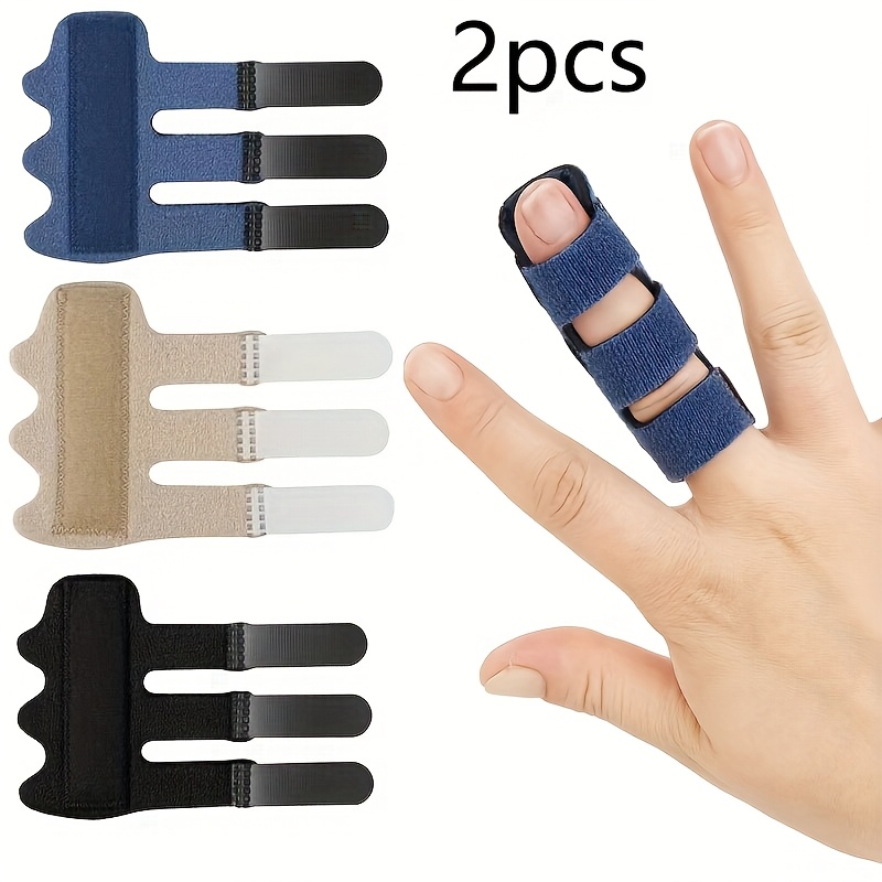 

2pcs Adjustable Finger Splints For - Ideal For Broken, Arthritic & Trigger Fingers - Polyester Fabric, Hand Wash Only - In Black, Blue, Khaki