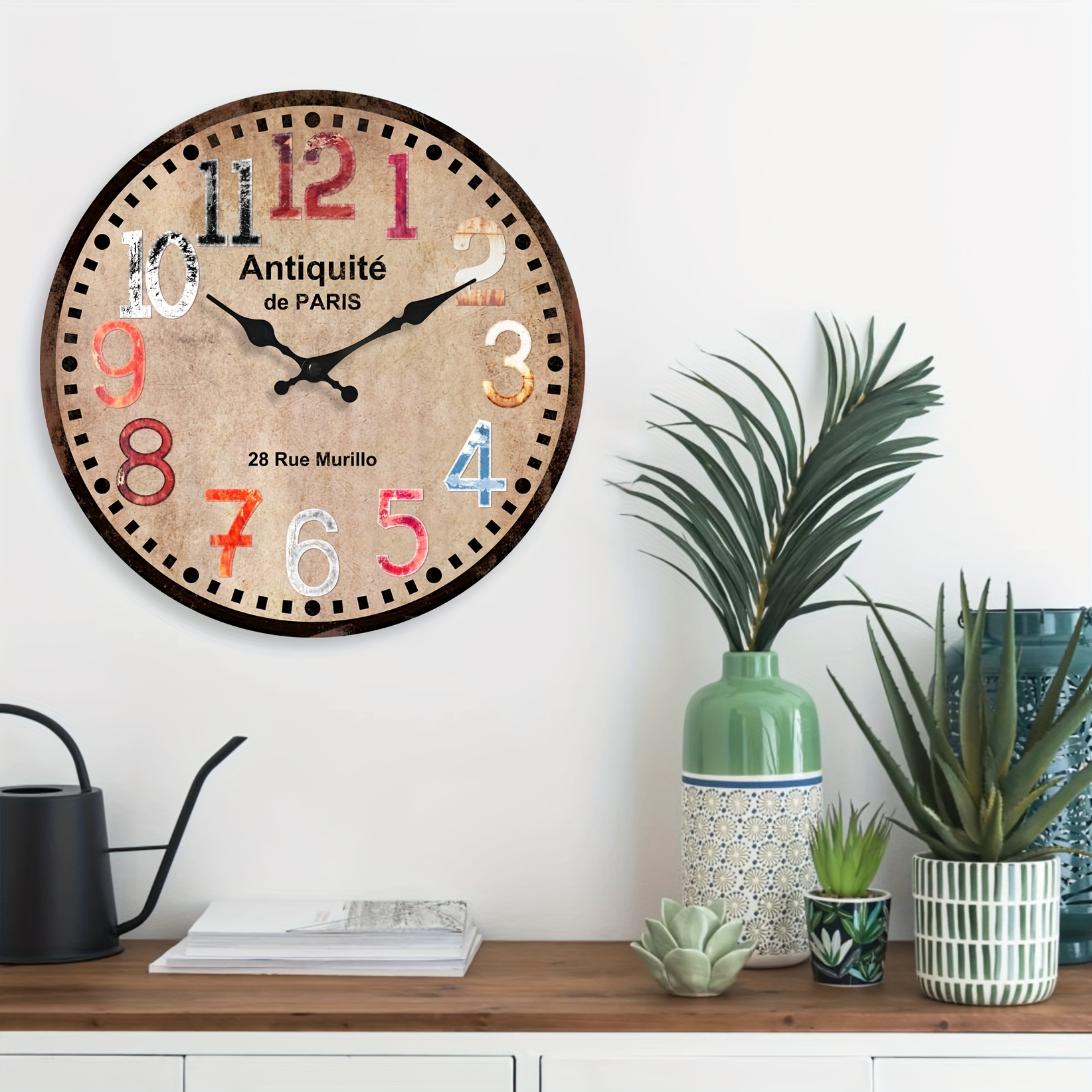 reloj de pared de madera de parís, pulgadas elegante