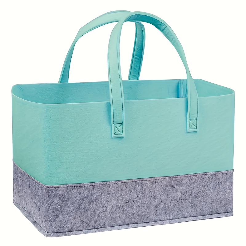 1pc Large Capacity Felt Handbag - Fashionable Foldable Shopping Bag, Suitable For Storing Clothes, Books, And Miscellaneous Items, Portable And Durable, Comfortable Handles - (pink/green/gray)