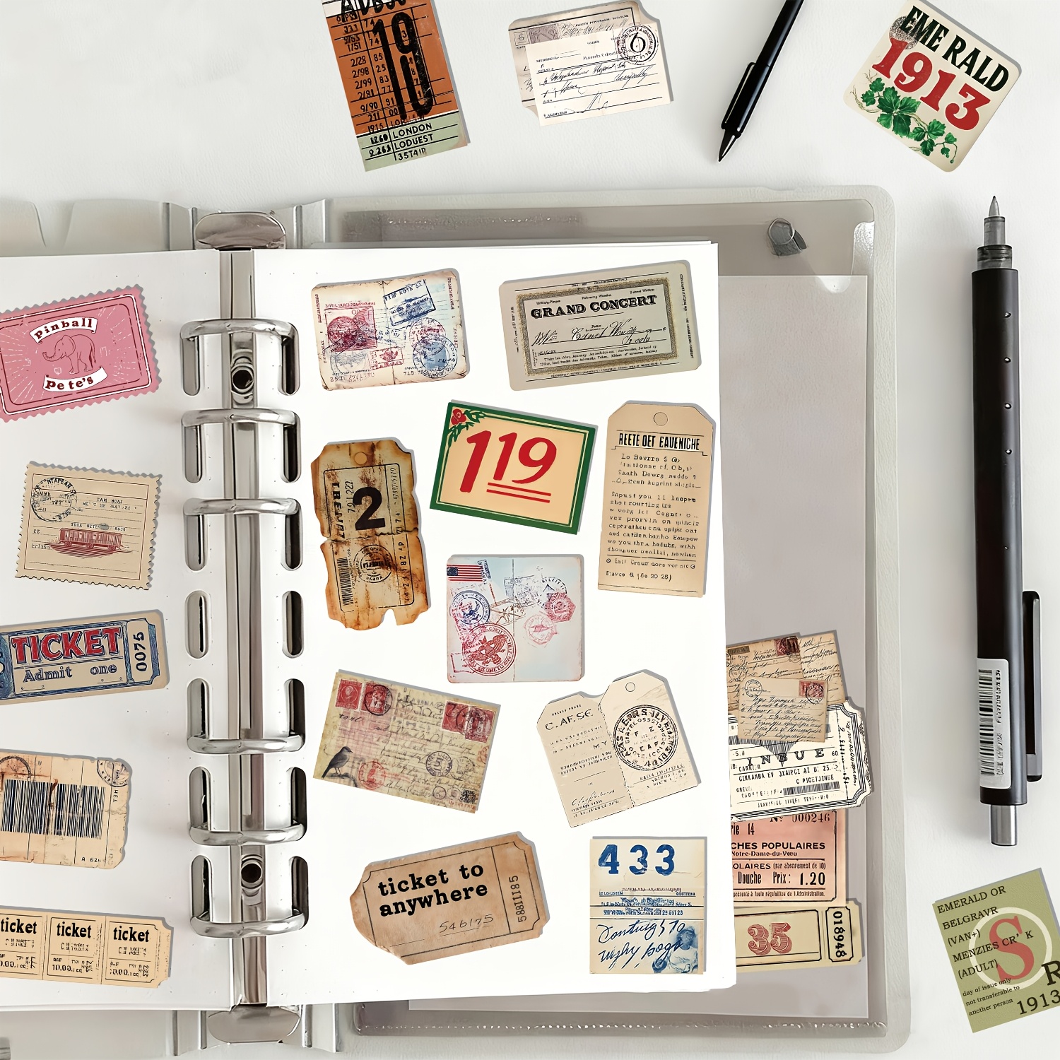 Image of 50pcs Vintage Label Stickers | Medieval Distressed Sticker Pack, Envelope Seals, Supplies, Decorative Decals For Diary & Tablet () Decoration, Pvc Material By Ywwbld