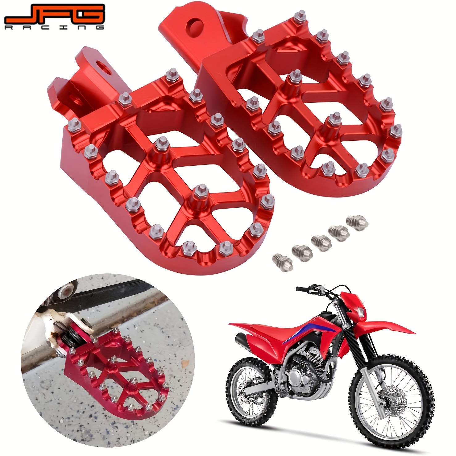 

Jfg Racing Cnc Aluminum Foot Pegs For Dirt Bikes - Fits Crf150f & Crf230f (2003-2019) - Motorcycle Control &