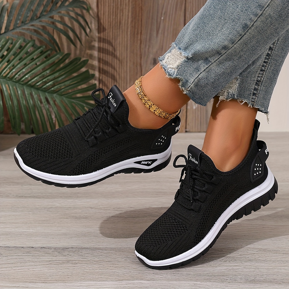 Women's White Breathable Mesh Running Shoes - Comfortable Low-Top Sneakers with Rubber Sole for Travel, Vacation & Casual Wear, Sleek Shoe Design | Cushioned Support