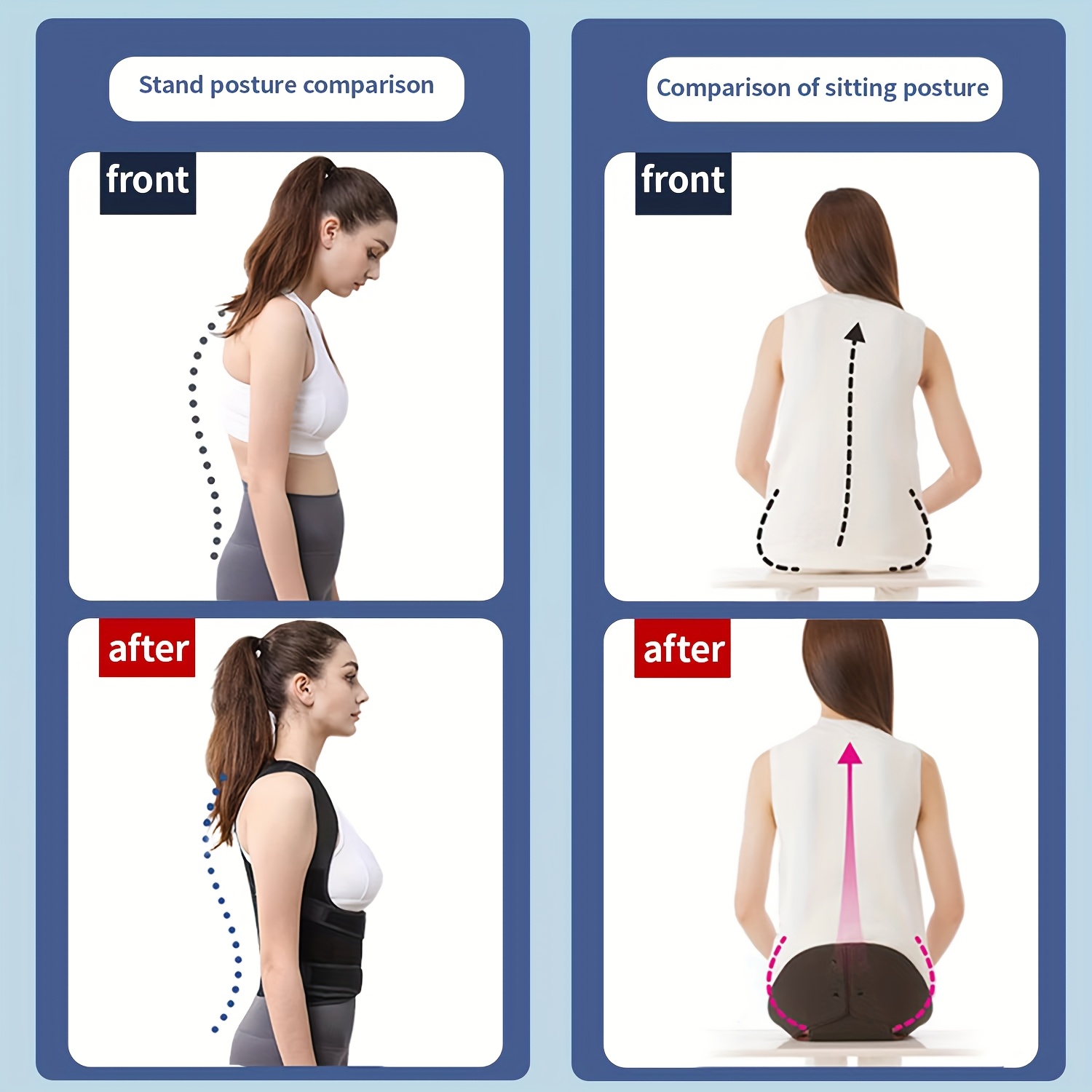 women and men adjustable back posture belt back brace for posture for women posture brace provides support and shape for neck Product details 3