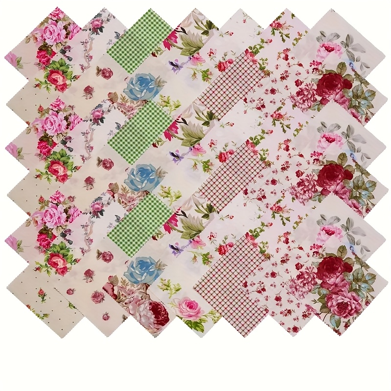 TEMU 42pcs High-quality Floral Craft Fabric Bags, Size 5x5 Inches, Soft, Comfortable, And Durable, Cloth - Used For Quilting, Embroidery Craft,