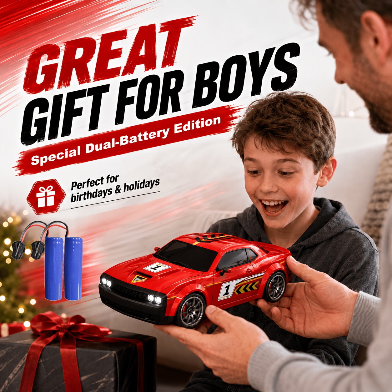 Image of For Boys (special Dual-battery Edition): 1:20 Scale Red Drift Car, 12km/h, Car, Boys' Toy, A Fun Surprise For Drift Enthusiasts, The Top For Indoor Drifting, Suitable As A Birthday/festival Gift.