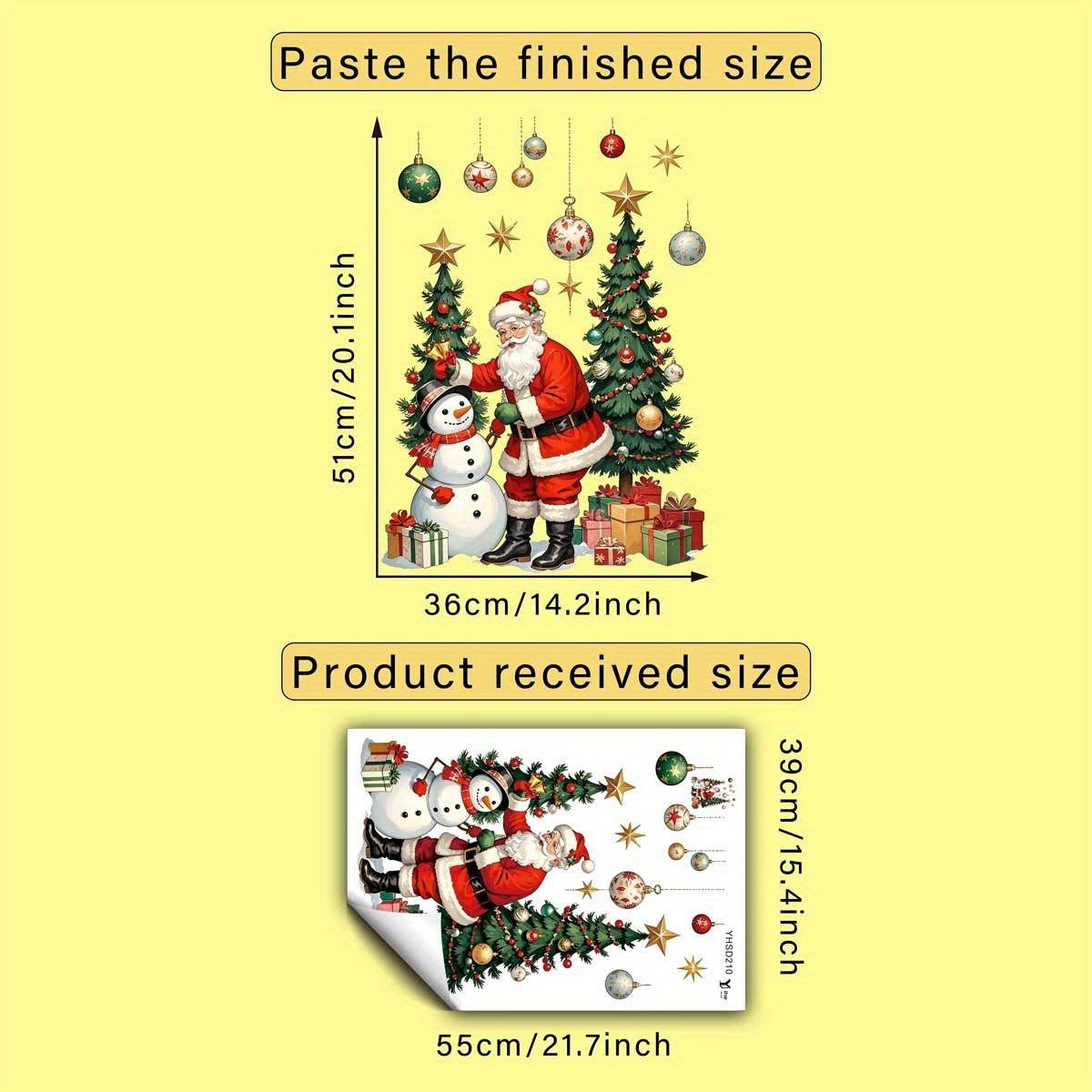 TEMU 1 autocollant de fenêtre sur le thème de Noël avec Père Noël, des bonhommes de neige, des de Noël, des boîtes cadeaux et des , conçu pour les