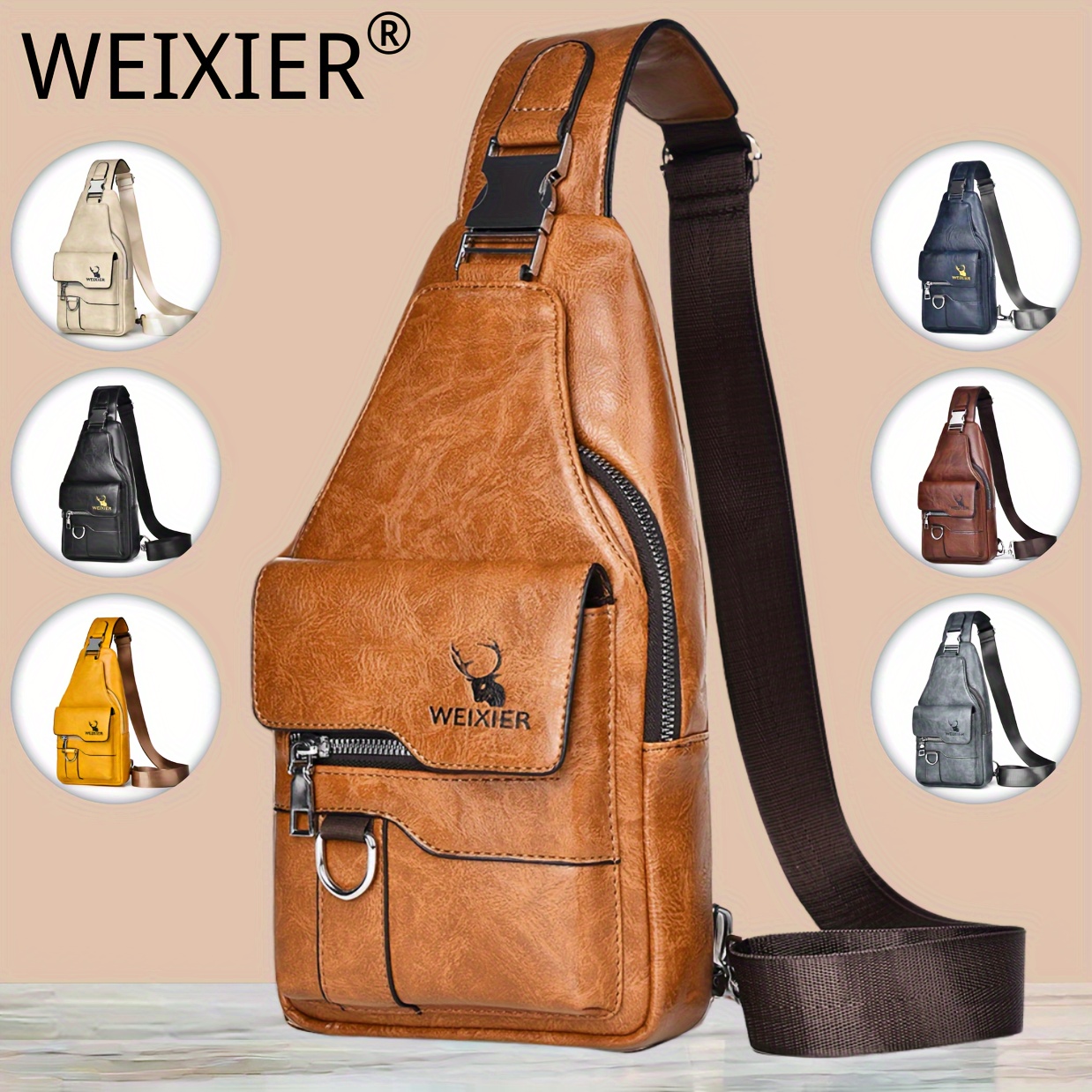 

Retro Pu Leather Sling Bag, Durable Crossbody Shoulder Bag, Chest Bag Sling Daypack For Work & Short Trips