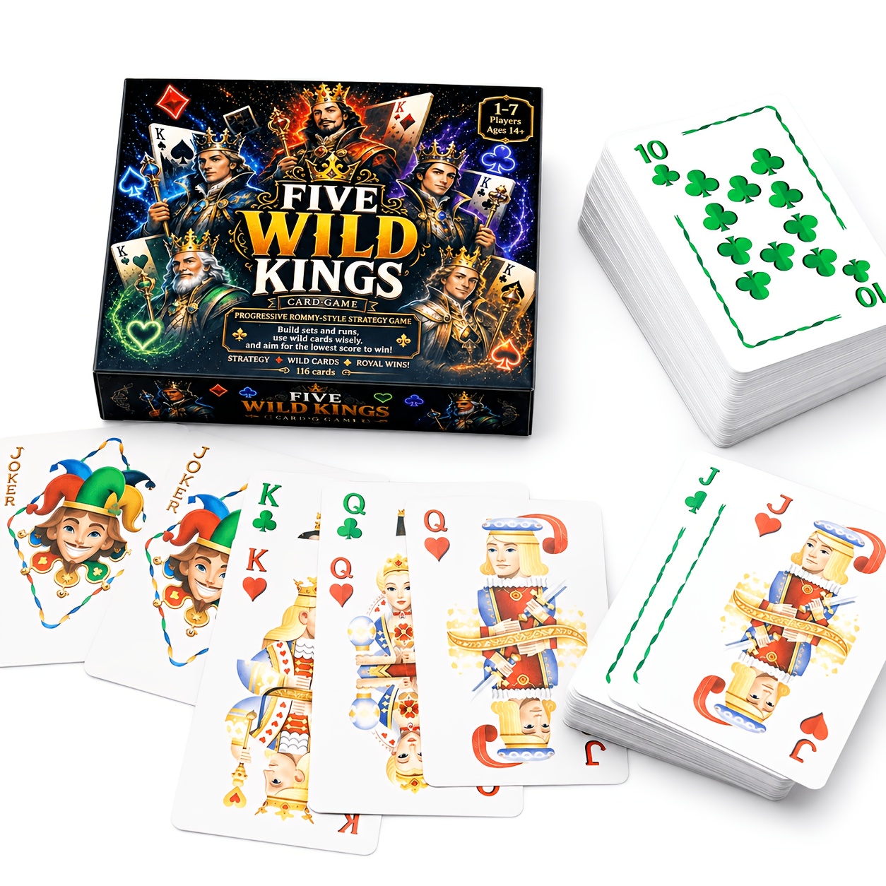 TEMU Jeu de cartes , 116 cartes, jeu de Rummy progressif pour 1 à 7 joueurs, assemblage de jeux et de séries, utilisez judicieusement, viser au score
